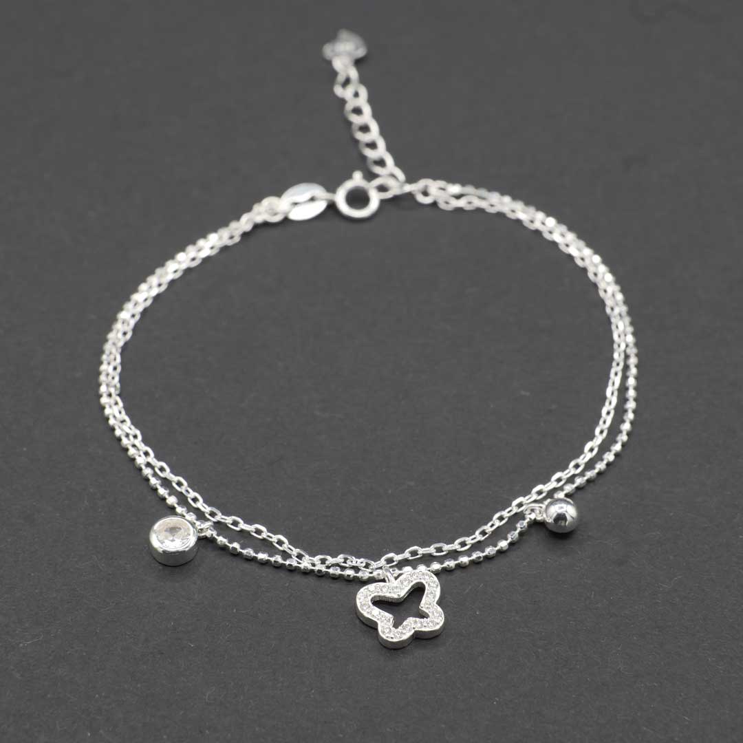 シルバーブレスレット　蝶　長さ調節可能 2