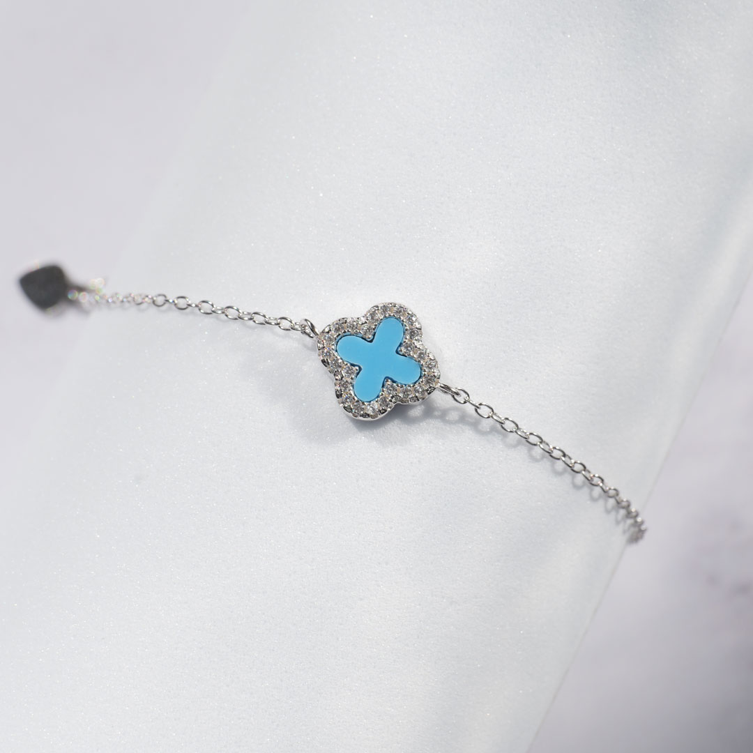 ブレスレット　青　シルバー925 長さ調節可能