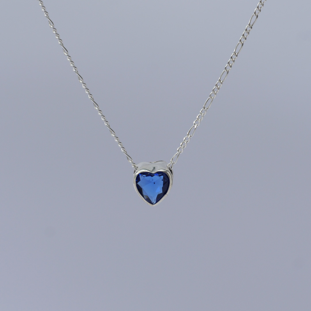 シルバーネックレス　ハート　青 4