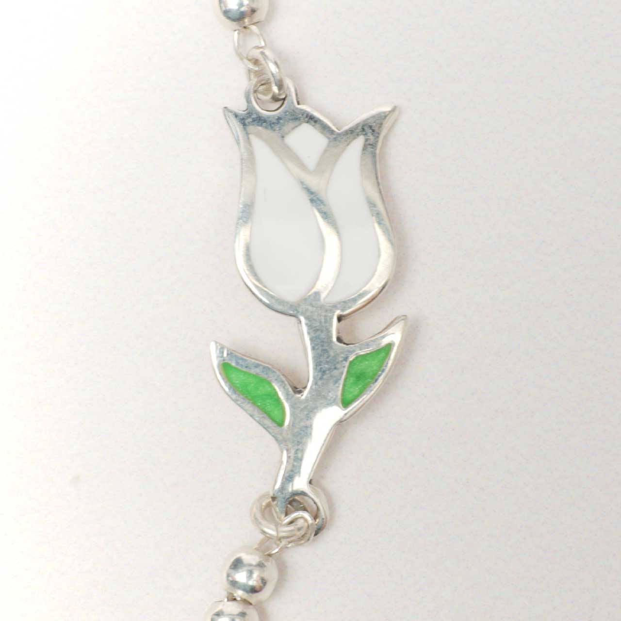 ブレスレット　チューリップ白 シルバー925×オパール　調整可能 3