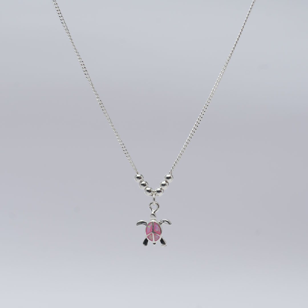 シルバーネックレス　亀 ピンク オパール×シルバー925 2