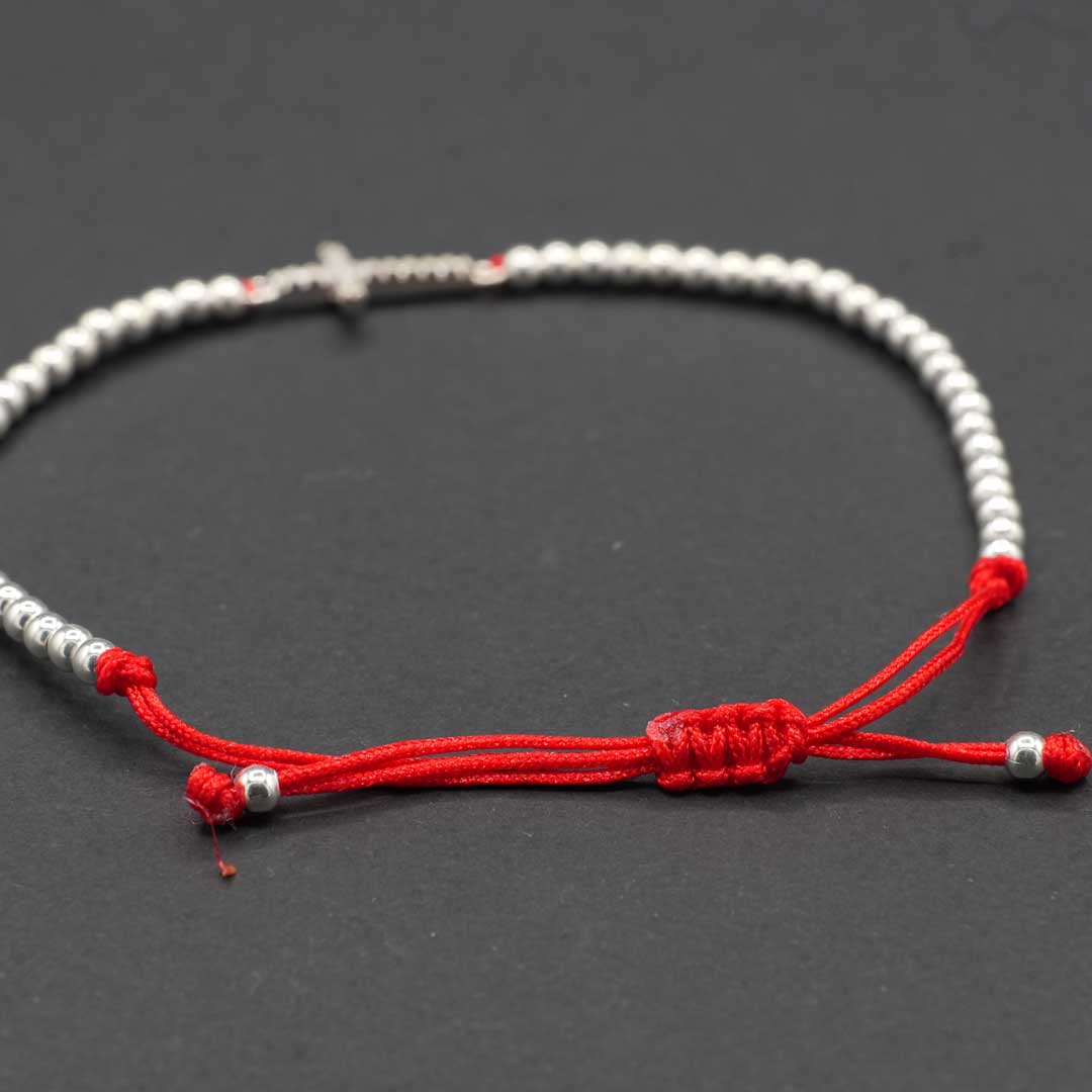 シルバーブレスレット　赤と十字架 3