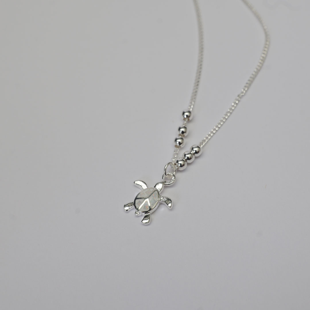 シルバーネックレス　亀 白 オパール×シルバー925 3
