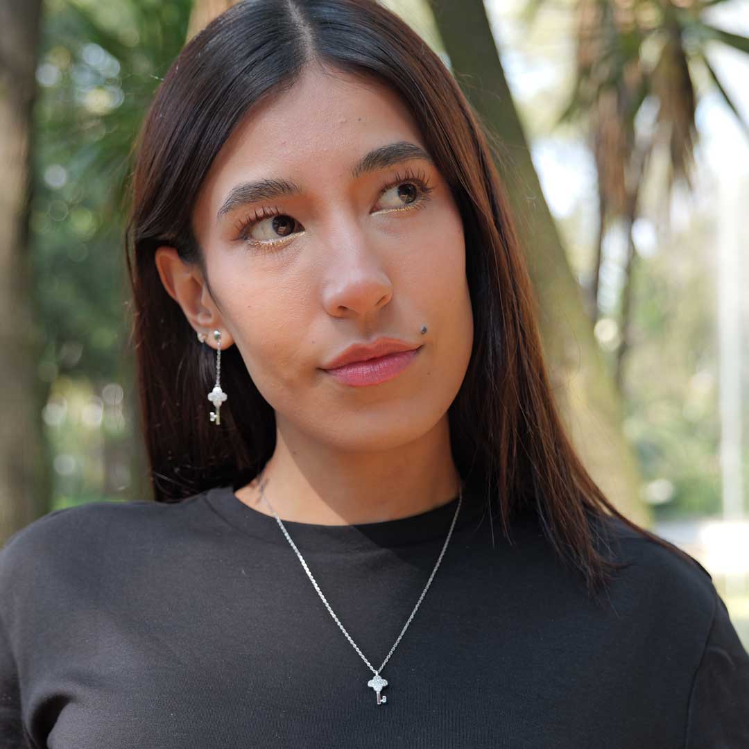 鍵のシルバーネックレスとピアス　セット 8