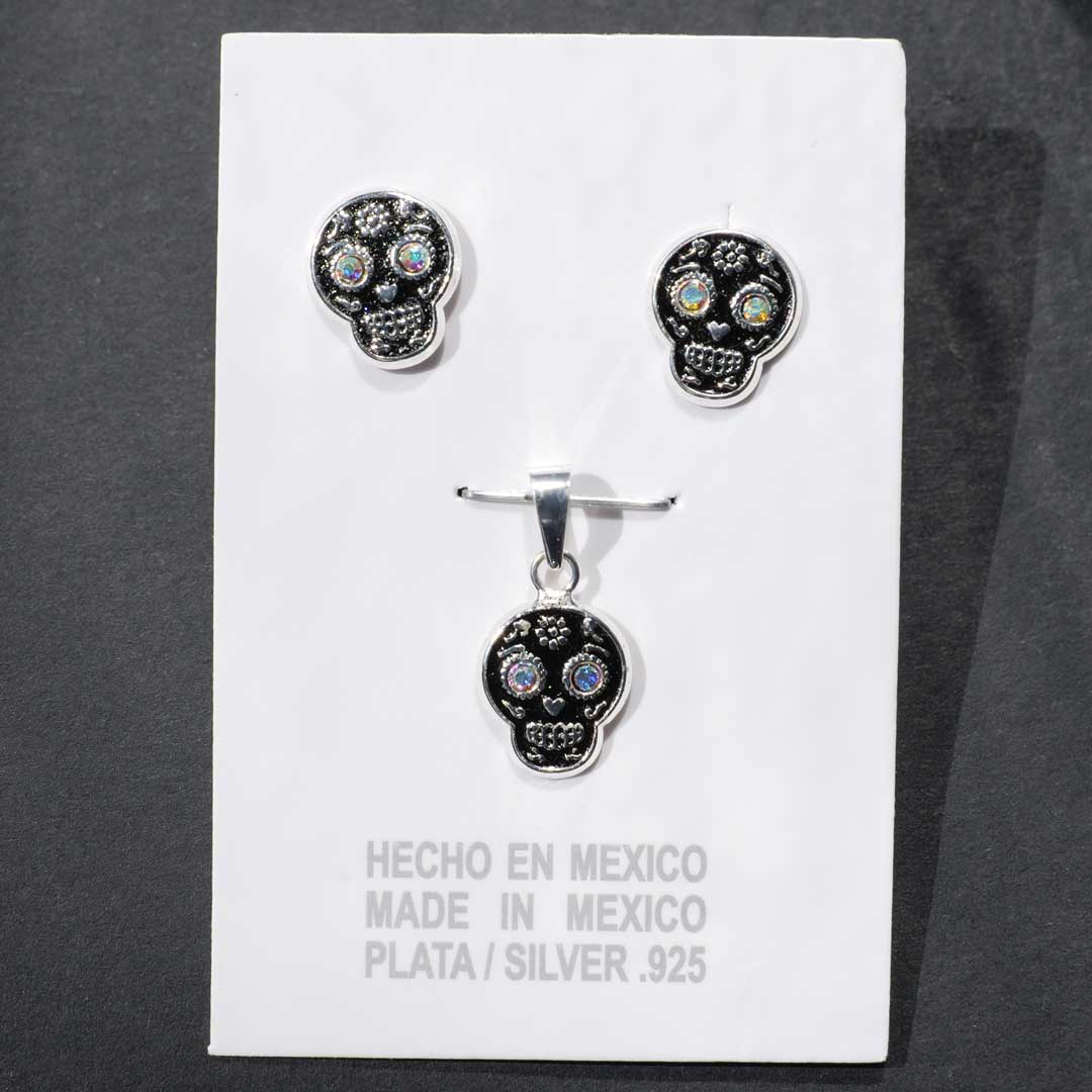 骸骨のチャームとピアス　シルバー925