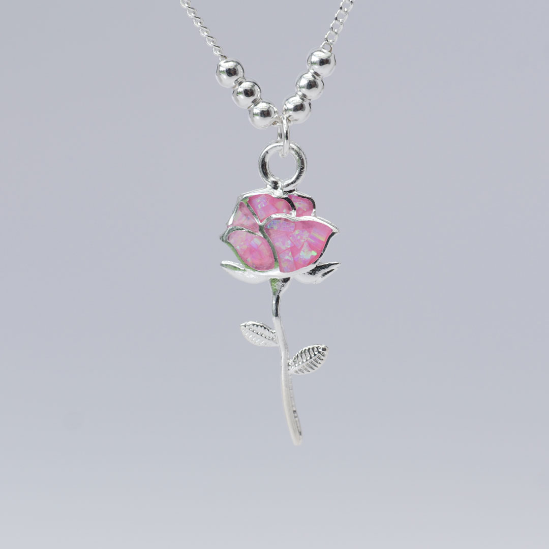 シルバーネックレス　ピンクのオパール 3