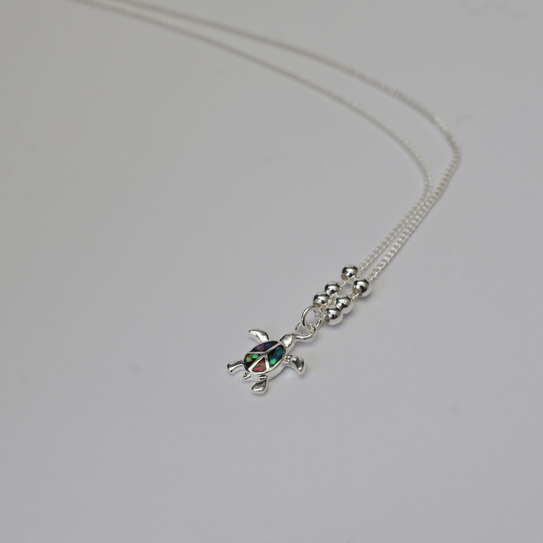 シルバーネックレス　亀 ミックス オパール×シルバー925 2