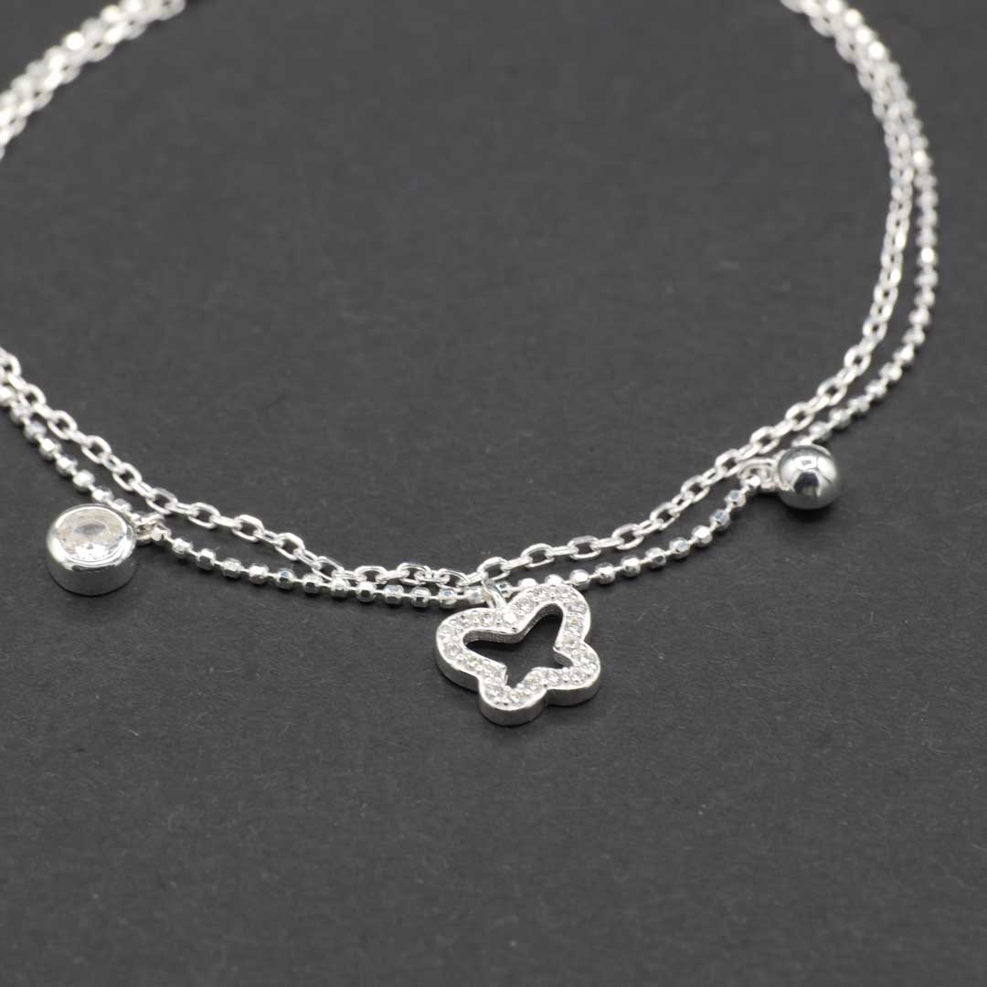 シルバーブレスレット　蝶　長さ調節可能 3