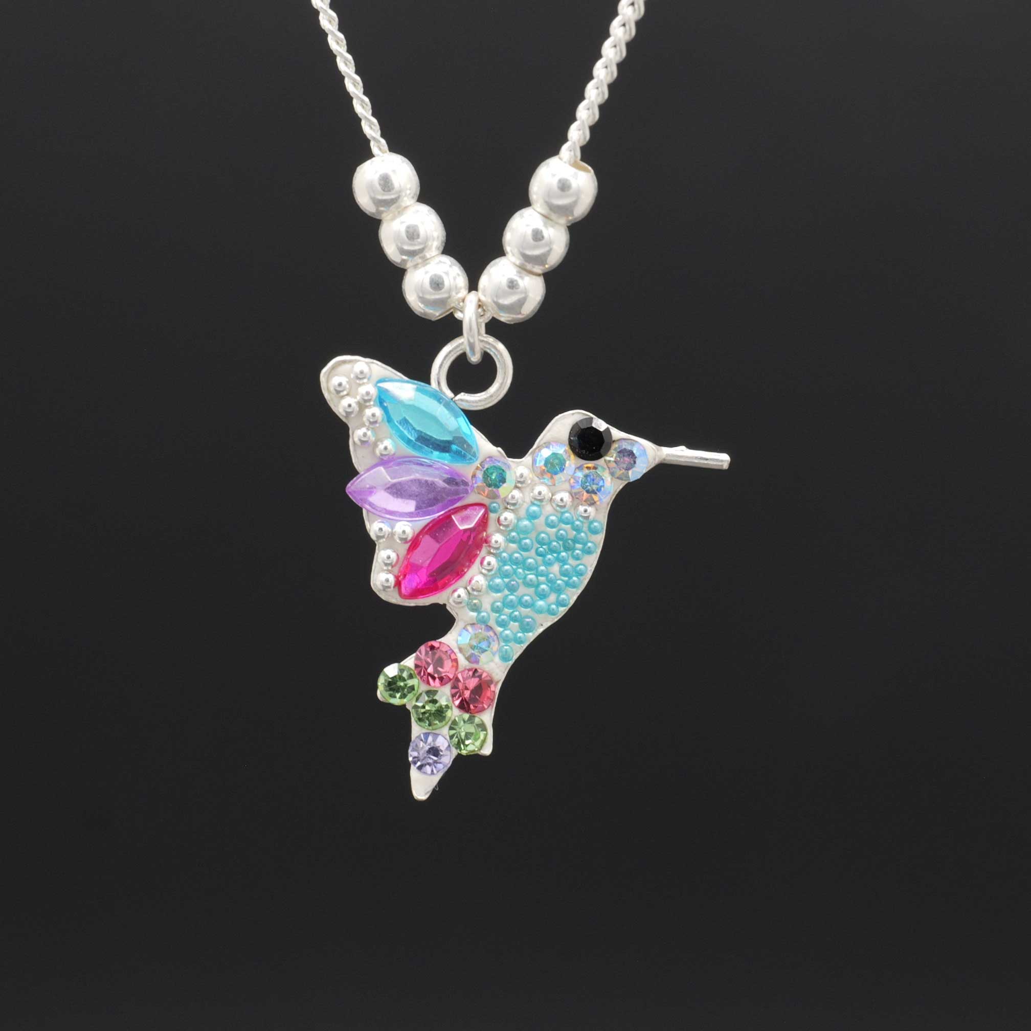 シルバーネックレス　幸運を呼ぶハチドリ　シルバー925