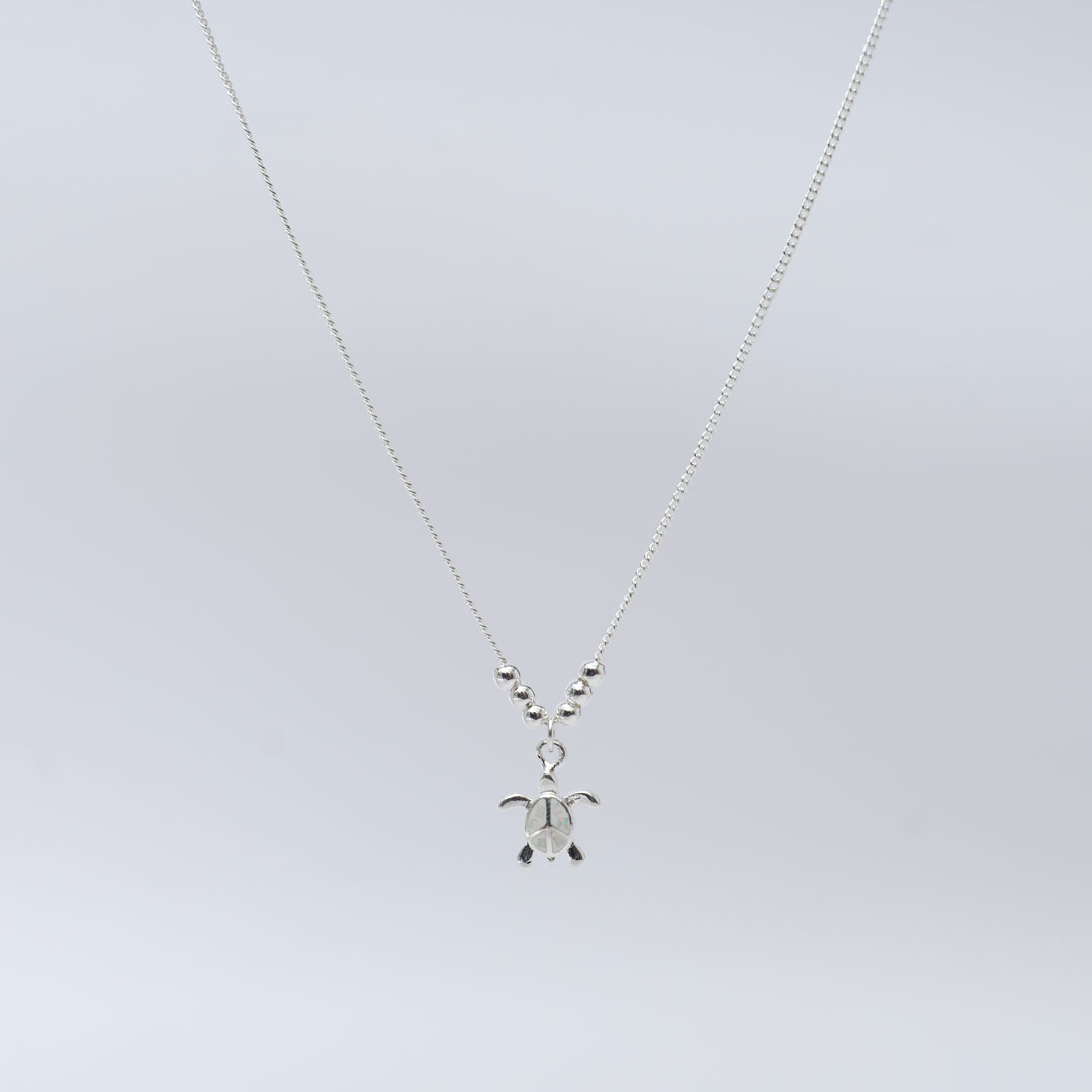 シルバーネックレス　亀 白 オパール×シルバー925 2