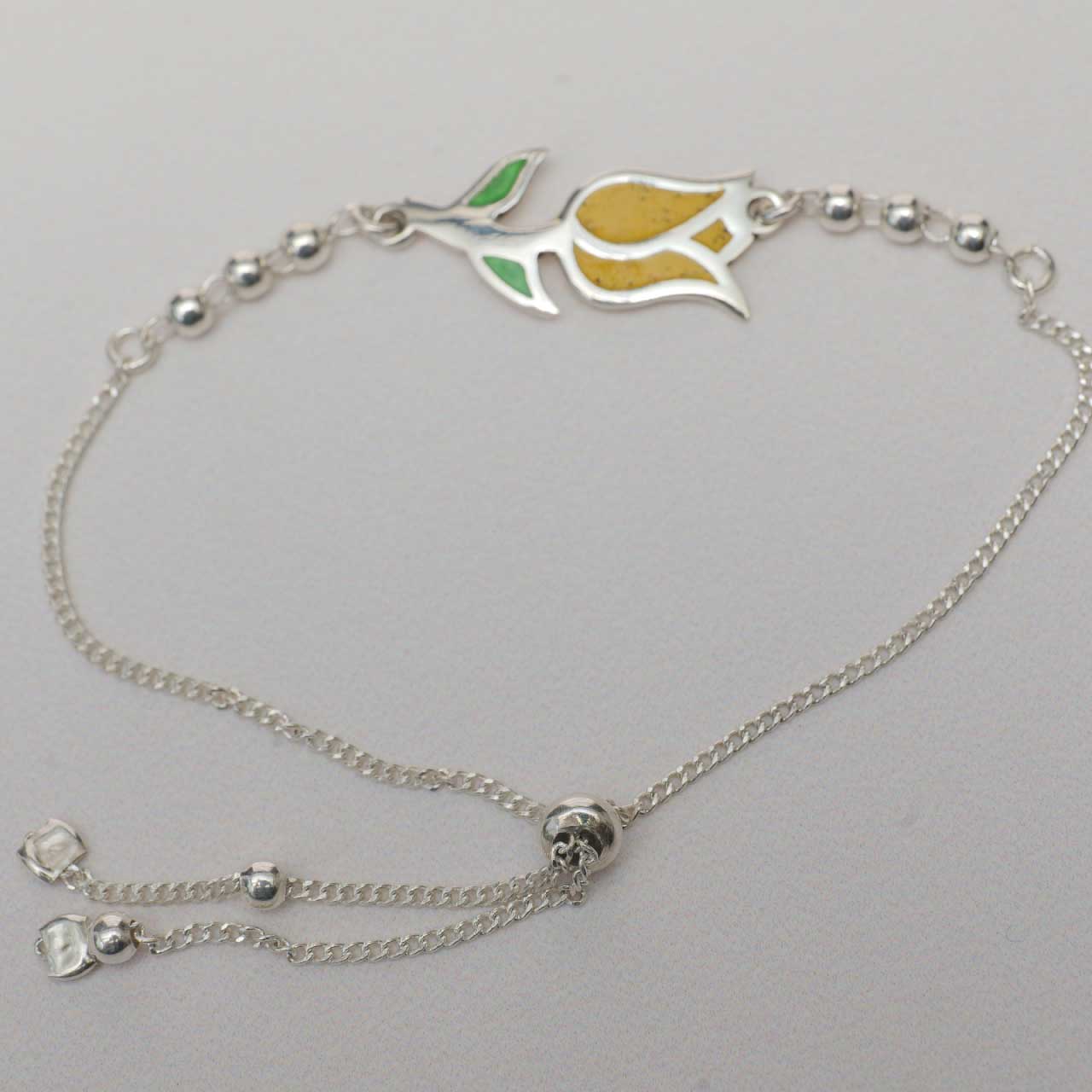 チューリップのブレスレット　シルバー925×オパール 調整可能 2