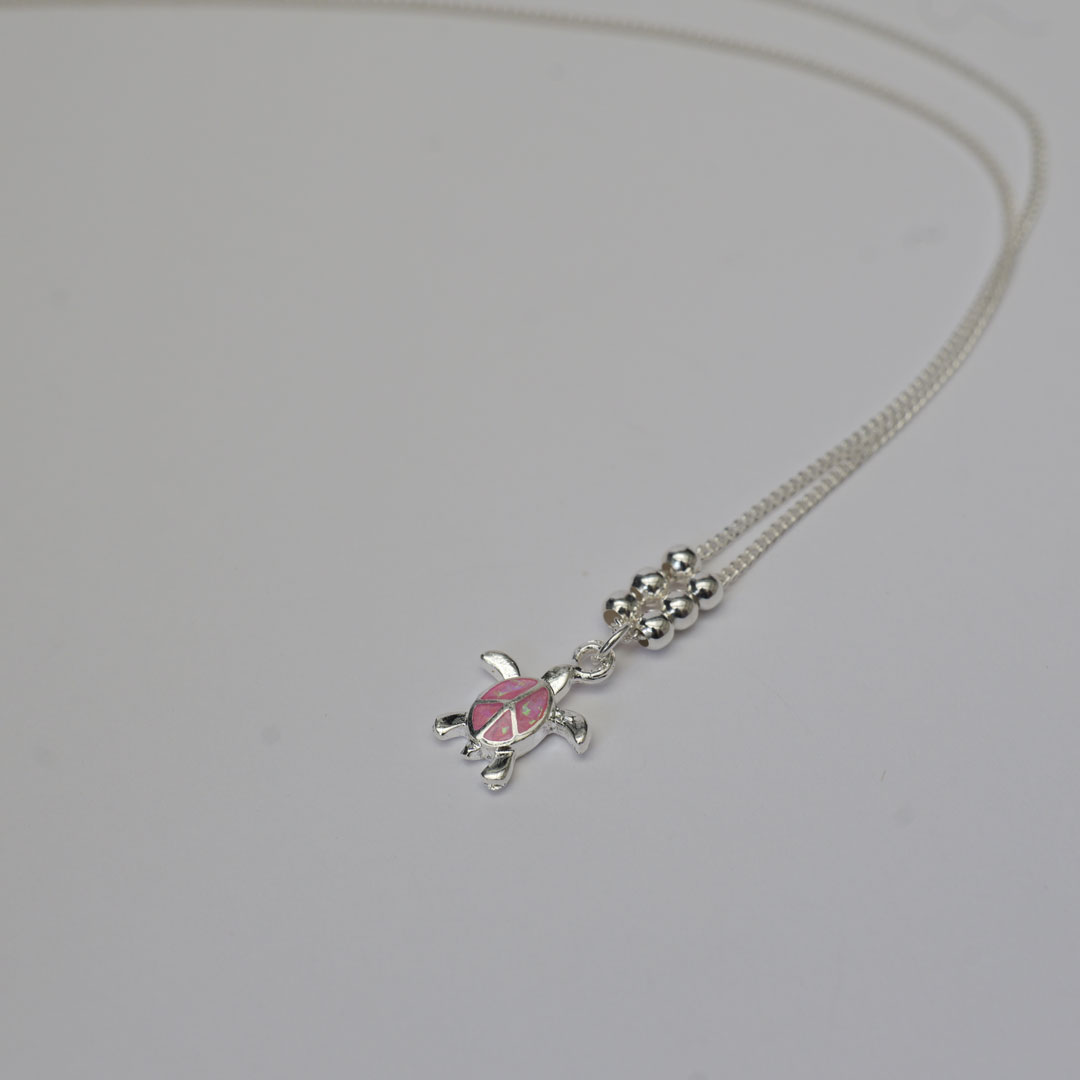 シルバーネックレス　亀 ピンク オパール×シルバー925 3