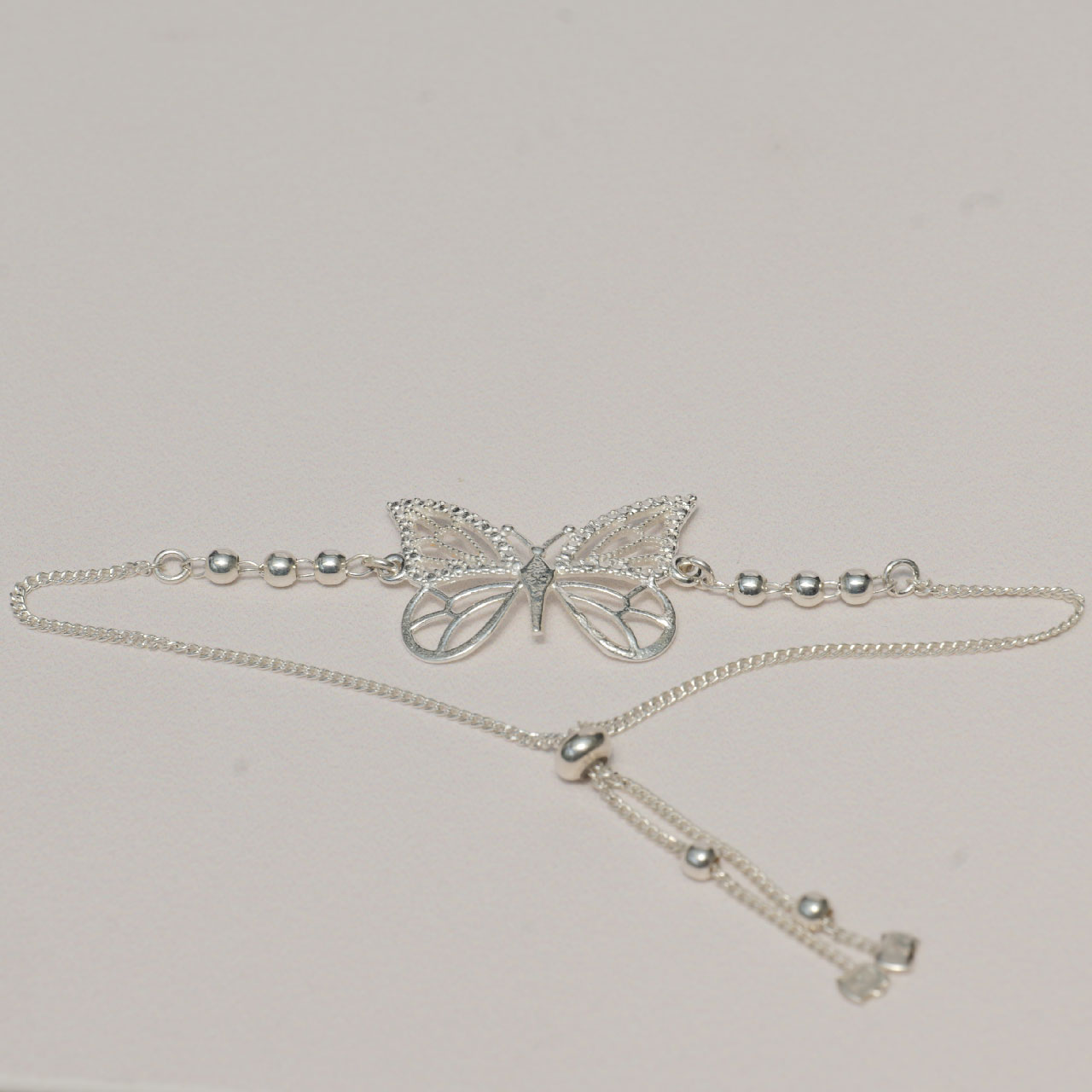 ブレスレット　シルバー925 蝶 調節可能