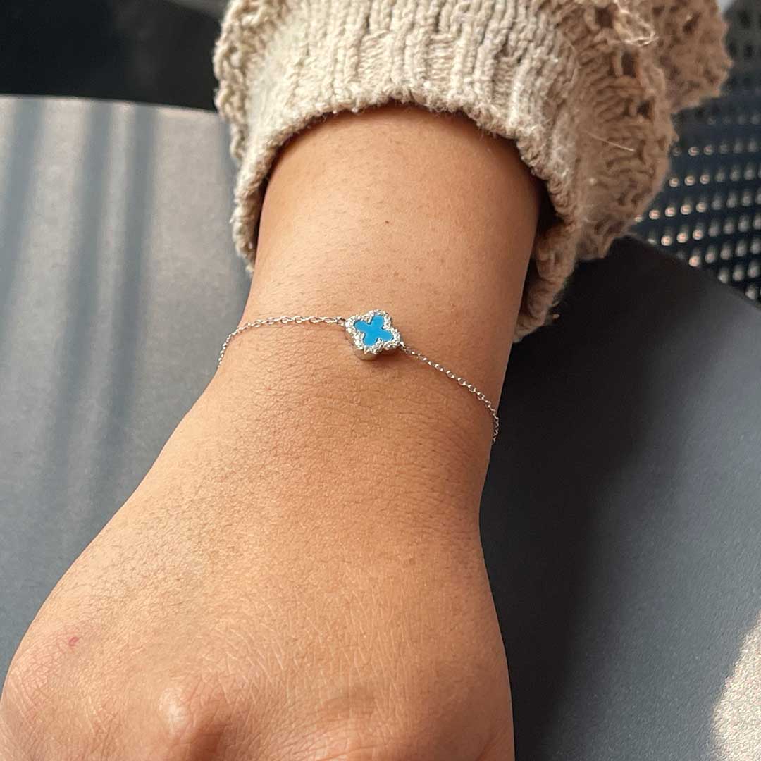 ブレスレット　青　シルバー925 長さ調節可能 5