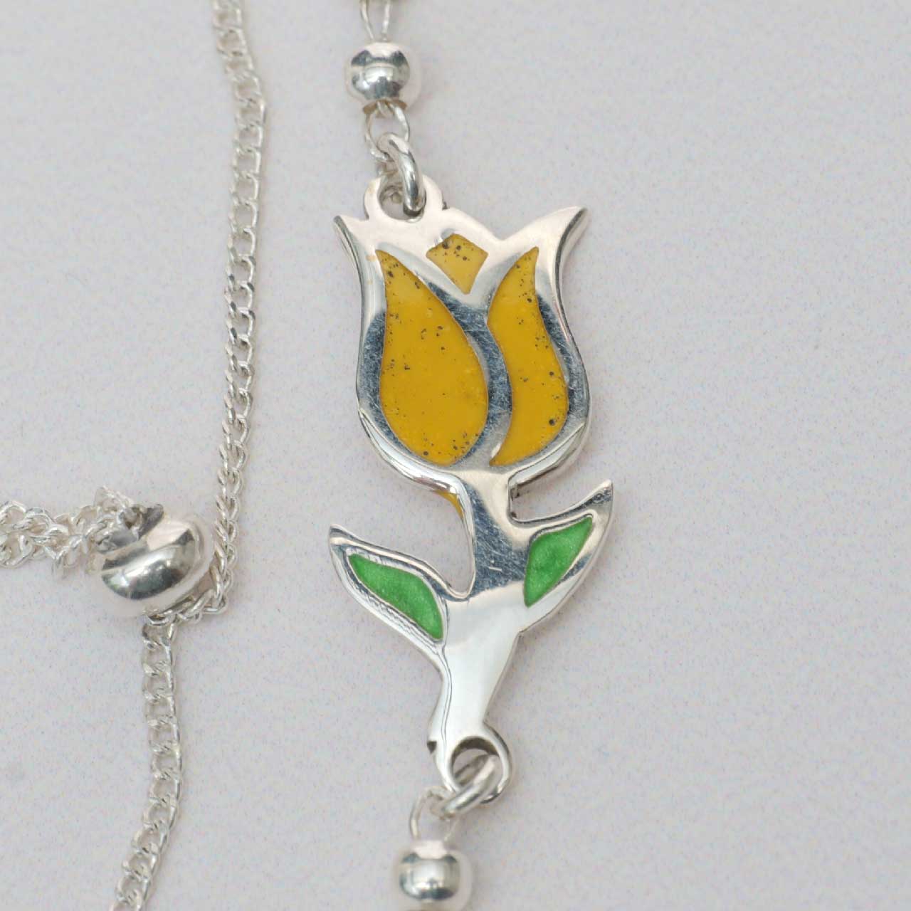 チューリップのブレスレット　シルバー925×オパール 調整可能 3