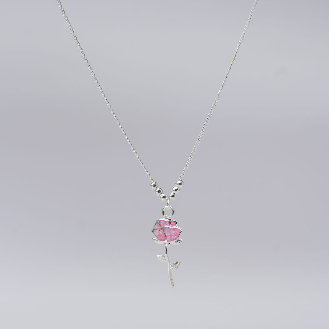 シルバーネックレス　ピンクのオパール 2